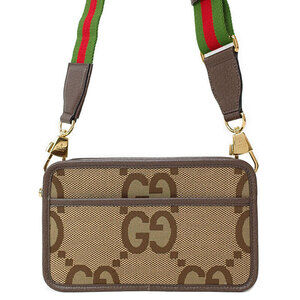 Gucci Jumbo GG Shoulder Bag canvas leather Brown